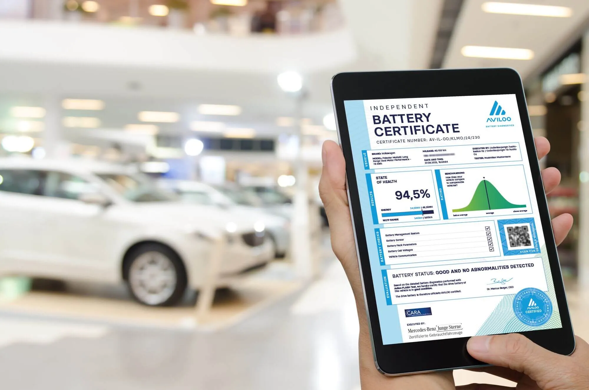 Certificate on tablet